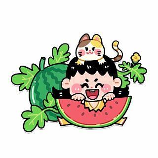 卡通画吃瓜,趣味横生的日常生活瞬间  第3张